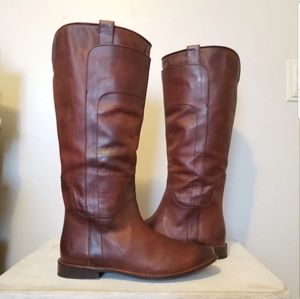 Frye 8.5 paige tall redwood leather boots riding